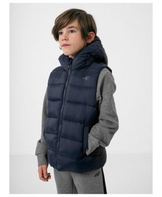 4F Παιδικό αμάνικο μπουφάν με κουκούλα για αγόρι μπλε